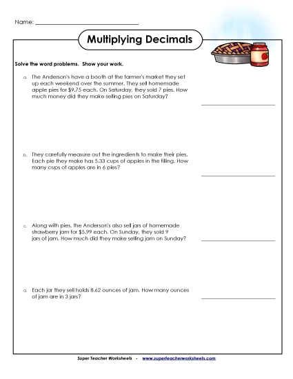 Word Problems: Multiplying Decimals