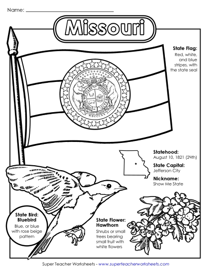Missouri State Symbols Coloring Page