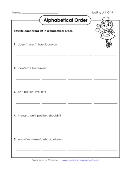 Alphabetical Order (C-19)