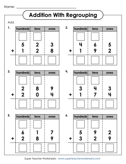 3-Digit Addition with Regrouping