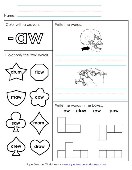 Worksheet 1 (-aw Words)