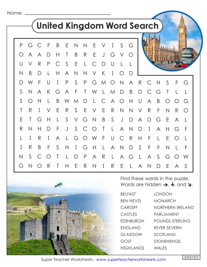 United Kingdom Word Search