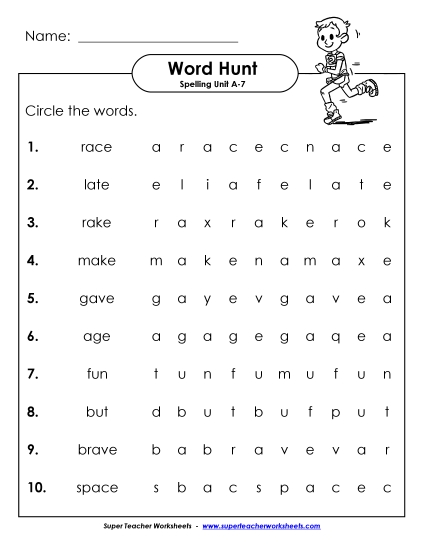 Horizontal Word Hunt (A-7)