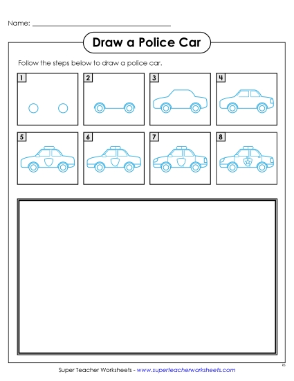 Draw a Police Car Learning To Draw Worksheet
