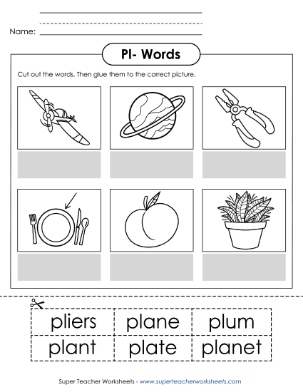 Cut and Glue (Pl- Words)