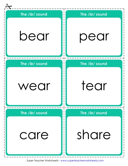 Flash Cards: /âr/ Sound as in Care & Bear