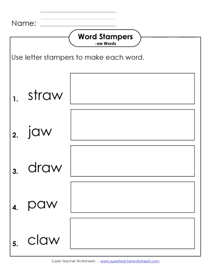 Letter Stampers Activity (-aw Words) 