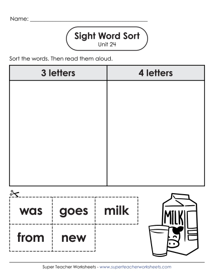 Sight Word Sort (Unit 24)