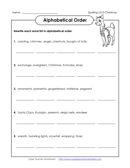 ABC Order Groups Spelling E Worksheet