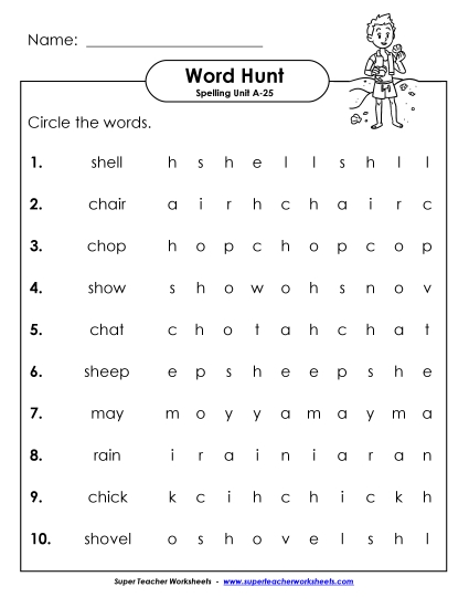 Horizontal Word Hunt (A-25)