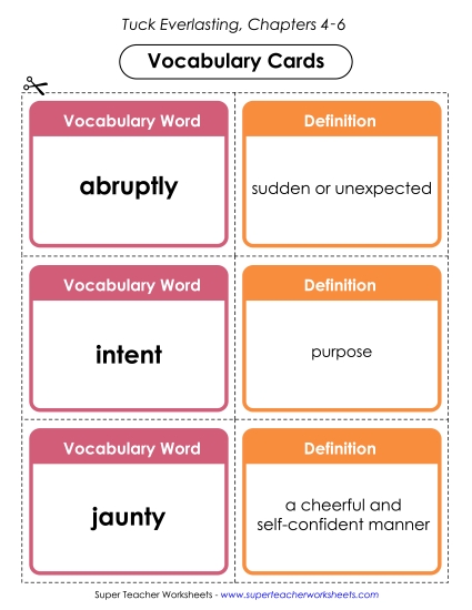 Vocabulary Cards for Chapters 4-6