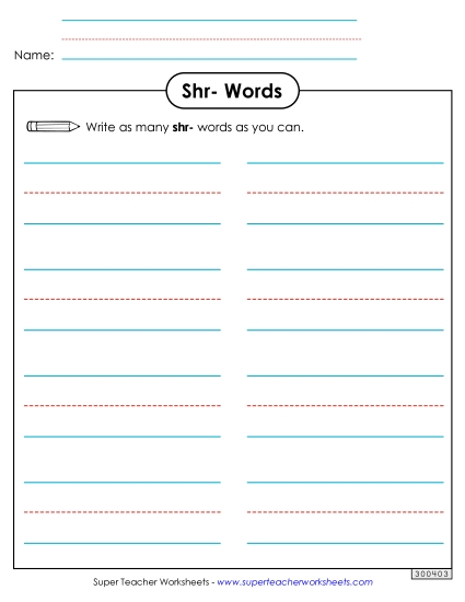 Phonics Brainstorm (Shr- Words)