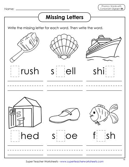 Missing Letters (SH Words)