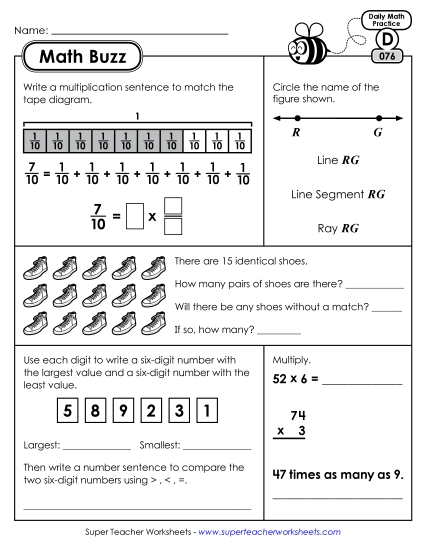 Math Buzz: Week 16<br>Worksheets 76 through 80