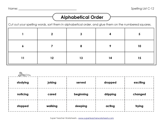 ABC Order: Cut-Glue (C-12)