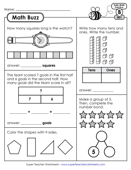 Math Buzz: Week 1<br>Worksheets 1 through 5