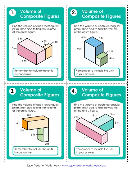 Task Cards: Volume of Composite Figures (Basic)