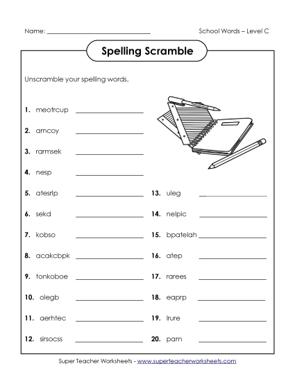 Word Scramble (C-School Words) 