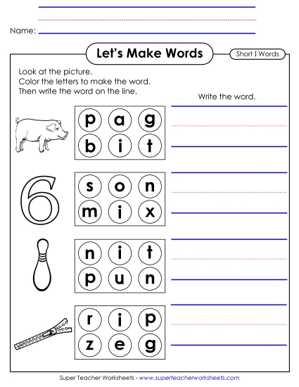 Let\'s Make Words (Word Circles)<br>Short I