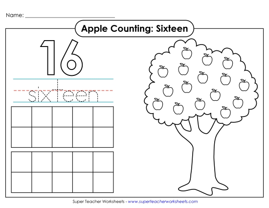 Apple Counting Mat: Sixteen