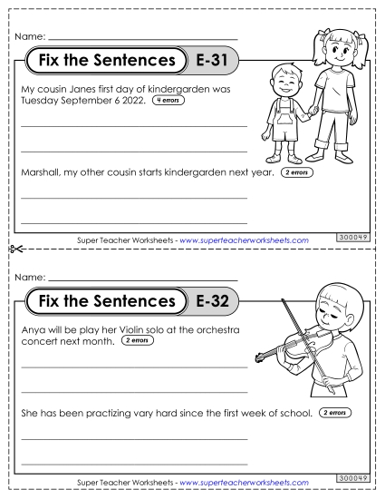 Fix the Sentences E-31 through E-35
