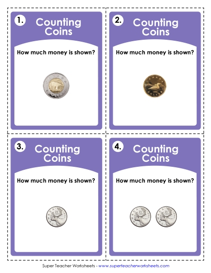 Task Cards: Canadian Coins<br>(Basic Level)