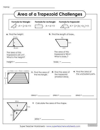 Area of Trapezoids Challenges (Basic)