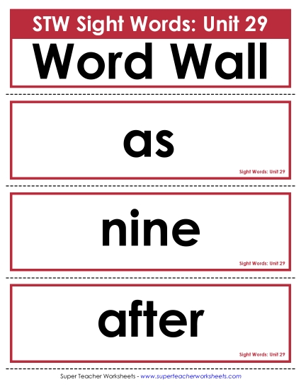 Pocket Chart or <br>Word Wall (Unit 29)