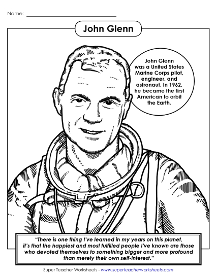 John Glenn - Coloring Page
