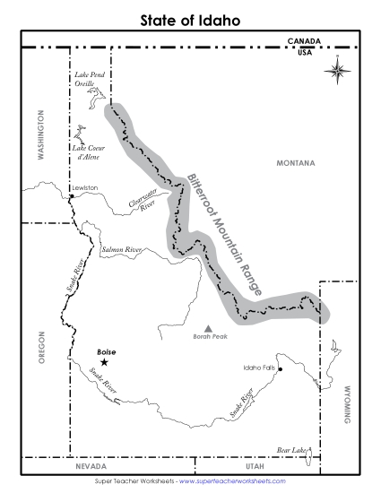 Labeled Idaho Map