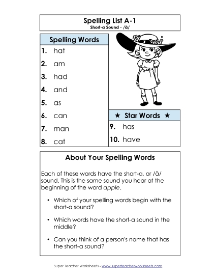 Spelling Word List A-1