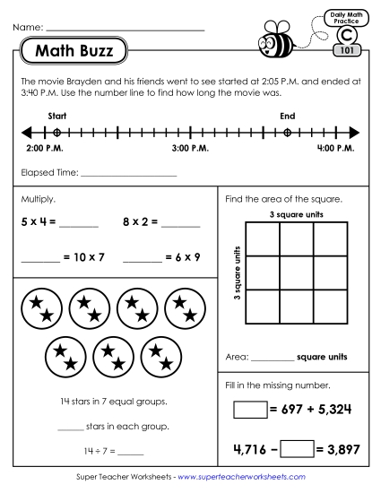 Math Buzz: Week 21<br>Worksheets 101 through 105