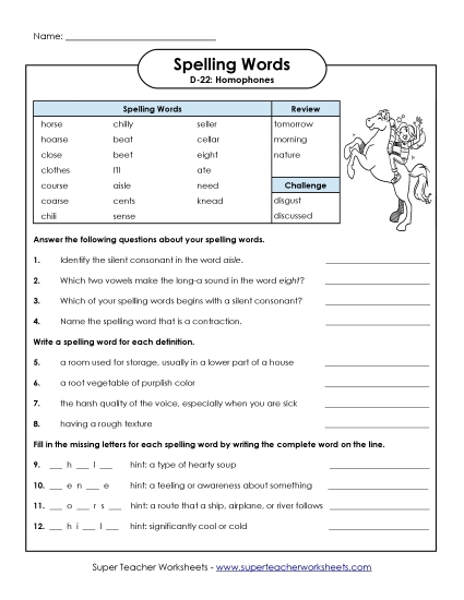 Question Worksheet (D-22) 