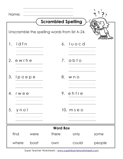 Word Unscramble (A-24)