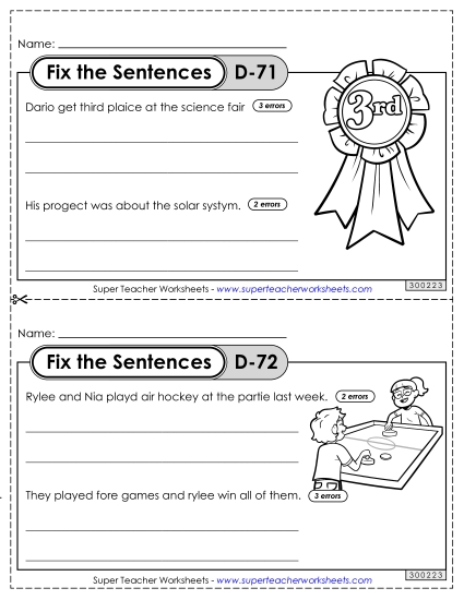Fix the Sentences D-71 through D-75