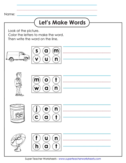 Color the Letters & Write (-an)