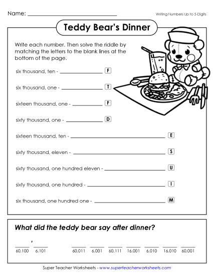 Math Riddle: Teddy Bear Dinner