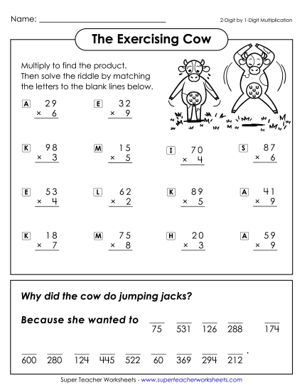 Multiplication (Multi-Digit) Free Printable Worksheet