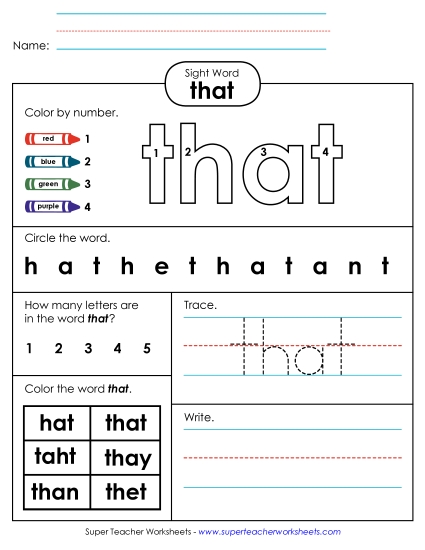 Worksheet 4: That