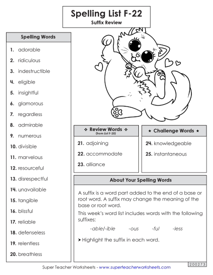 Spelling Word List (F-22) 