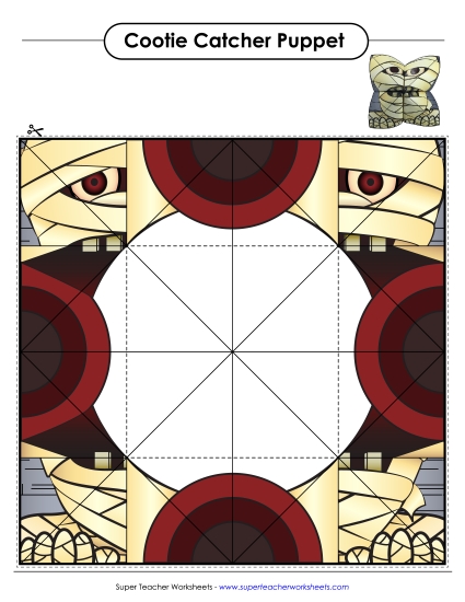 Mummy Cootie Catcher Halloween Worksheet