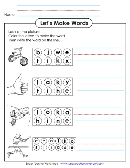 Color the Letters & Write (-ike)