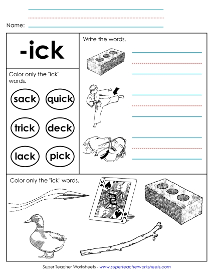 Worksheet 2 (-ick Words)