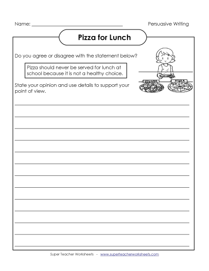 Persuasive Writing: Pizza for Lunch