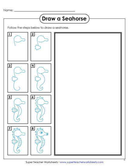 Draw a Seahorse Learning To Draw Worksheet