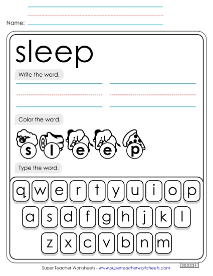 Write, Color, Type: Sleep