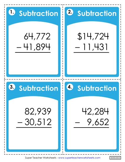 Task Cards: 5-Digit Subtraction