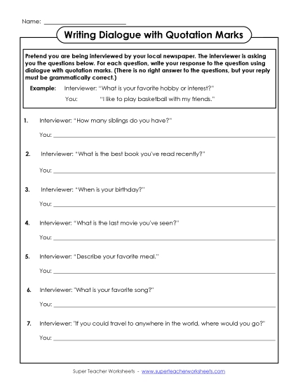 Write Dialogue with Quotation Marks