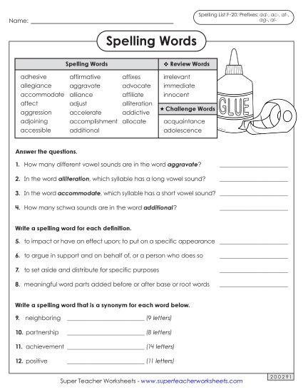 Question Worksheet (F-20)