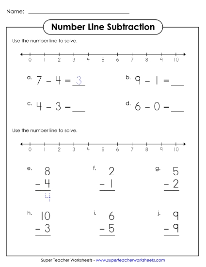 Number Line Subtraction 4